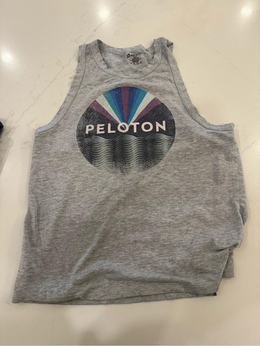 Peloton Light Gray Tank with Multicolor Graphic